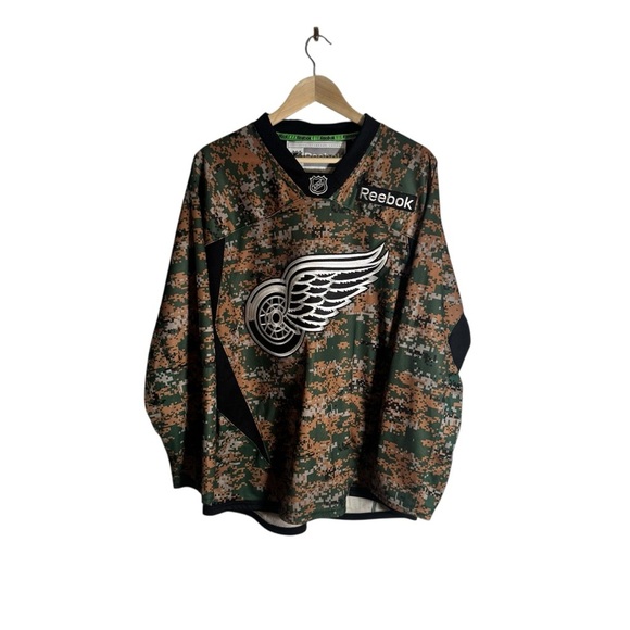 Reebok Other - Detroit Red Wings Military Camo Veterans Reebok Hockey Jersey Men's Size Small